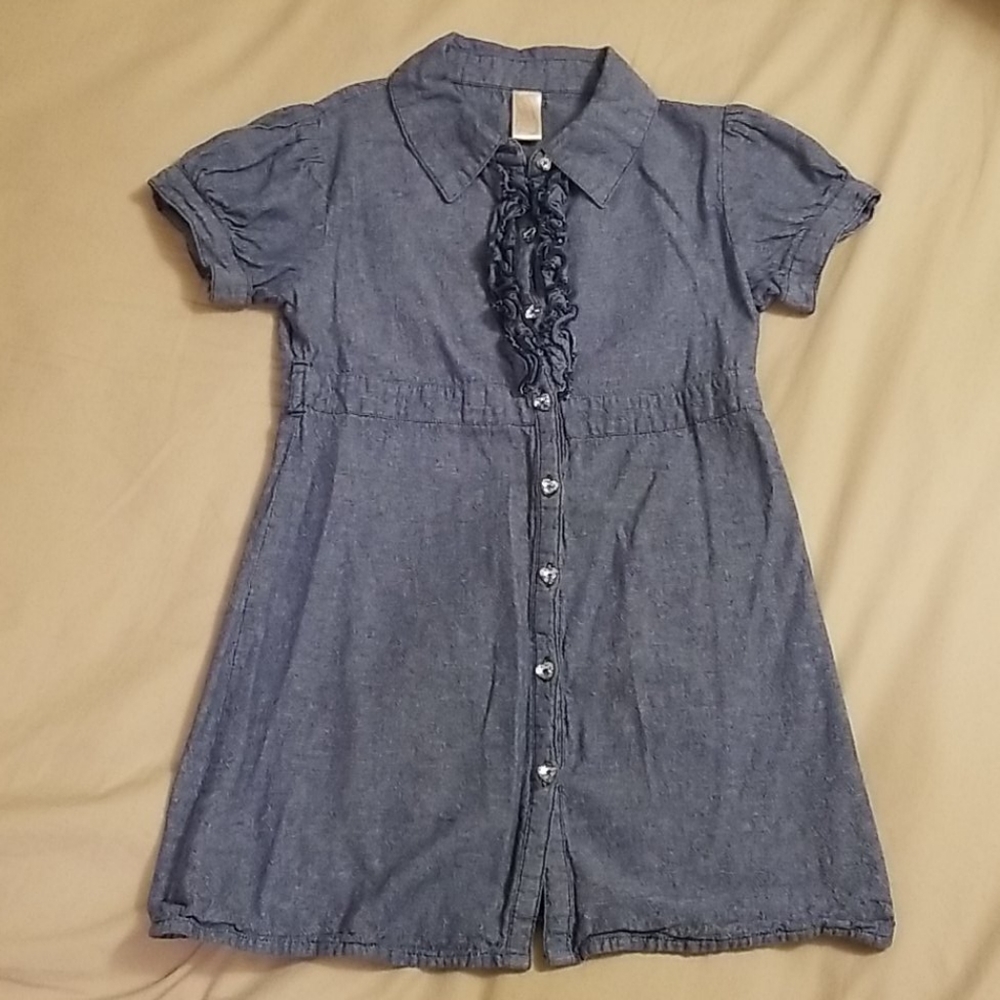 Chillipop girls blue chambray tunic dress sz 10/12
